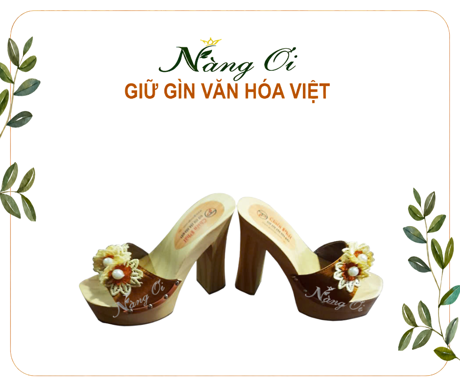guốc gỗ gỗ thông gót trụ cao 12cm